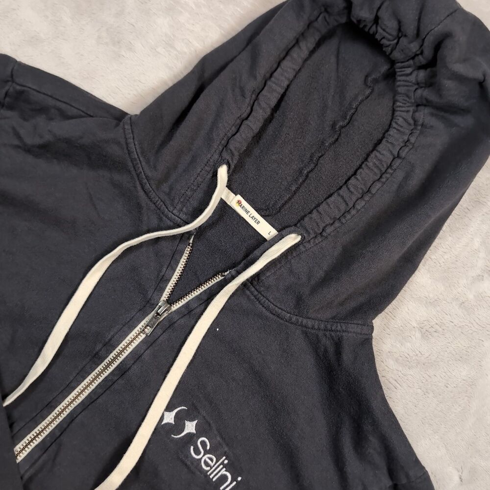 Marine Layer Afternoon Hoodie Mens Large Navy Full Zip Selini Logo‎ Made in USA